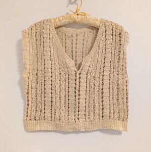 Cream Crochet Women's Sweater Vest
